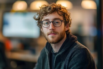Fototapeta premium a male office worker programmer, Generative AI