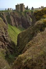 Dunnottar Castle located on the coast of Scotland, about 2 miles south of Stonehaven in Aberdeenshire.
