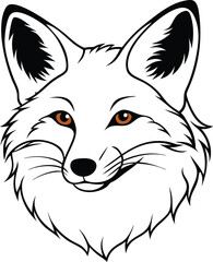 Portrait of fox head on white background vector art illustration
