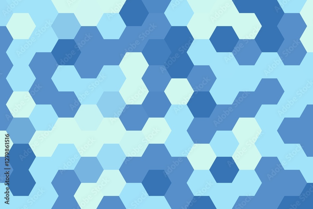 Wall mural blue mint hexagonal pixelated geometric pattern with structured digital texture. abstract design con