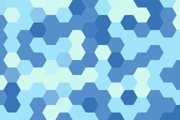 Blue mint hexagonal pixelated geometric pattern with structured digital texture. Abstract design concept
