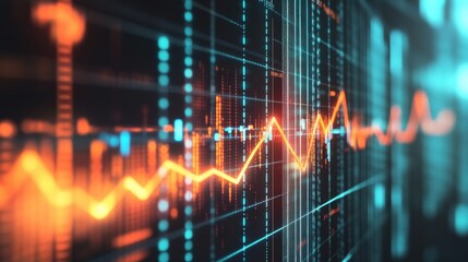 Abstract representation of financial data with vibrant graph lines and digital elements