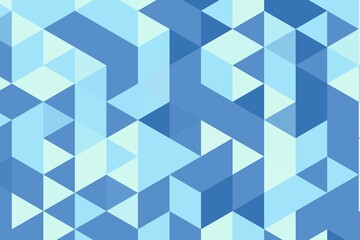 Geometric triangular abstract pattern in blue mint with seamless tessellation design. Contemporary artistic concept
