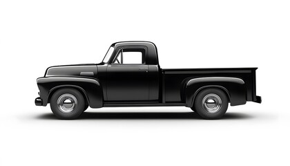 Obraz premium A shiny black classic pickup truck sits on white surface