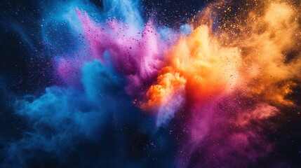 Colorful powder explosion, dark background, vibrant, design (1)
