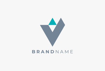 Letter V Logo. Initial V with Triangle Shape. Minimal Modern Logotype Concept. Usable for Growth Business, Branding, Company, Corporate Relate with V. Flat Vector Logo Design Template Element