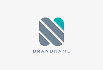 Simple Letter N Logo. Minimal Modern Alphabet Logotype Concept. Simple Initial N Usable for Universal Business, Branding, Corporate, Company Related with Technology Isolated in White Background.