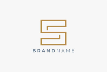 Letter S logo. Modern Minimal Square Line Geometric Alphabet Logotype Concept. Simple design template for Technology, Branding, Business, Corporate, Company Identity. Vector Template Graphic Element.