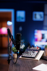 The podcast microphone for live streaming is used to record content discussions for internet...