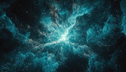 Obraz premium Stunning Cosmic Explosion in Deep Space, Bright Stars and Colorful Nebulae, Ethereal Open Universe, Mystical Celestial Scene with Glowing Gas and Dust