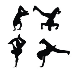 Breakdance set silhouette icon vector on white background