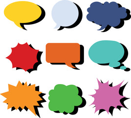 Bold Flat Color Speech Bubbles Vector Illustration Set