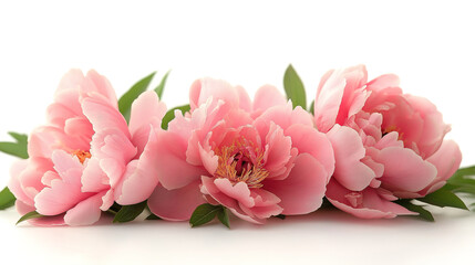 A delicate bunch of peony flowers isolated on white, perfect for a fresh, floral design