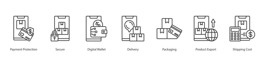 Load Balancing Icon payment protection, secure, digital wallet, delivery, packaging, product export, shipping cost