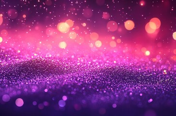 Vibrant Background of Pink and Purple Bokeh Lights with Sparkling Glitter for Elegant and Festive Design Projects