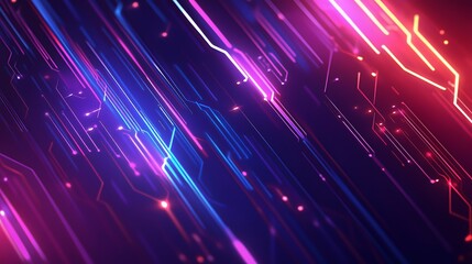 Obraz premium Abstract Neon Lines Digital Circuitry Background