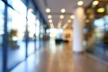 Fototapeta premium Modern Office Building Interior: Blurred Background