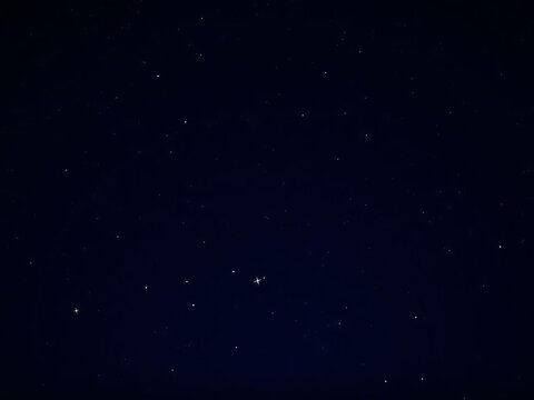 Minimal starry night sky background with a few twinkling stars against a dark blue space backdrop, few, minimal, vector