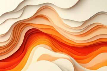 Fototapeta premium Abstract orange and cream layered waves. Ideal for backgrounds, websites, or designs needing a modern, organic feel.