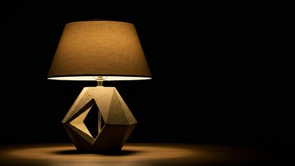 Geometric concrete table lamp with warm glow