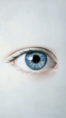 Obraz premium Open blue eye with long eyelashes is showing perfect vision and health, representing concepts of ophthalmology, eyesight care and cosmetology