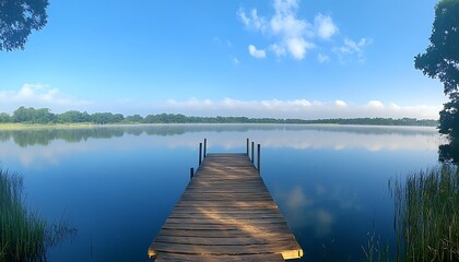 Serene Lakeside Dock at Dawn