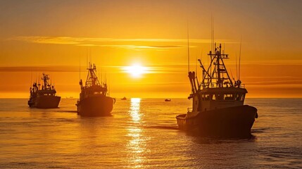 Obraz premium golden sunset over a calm ocean 