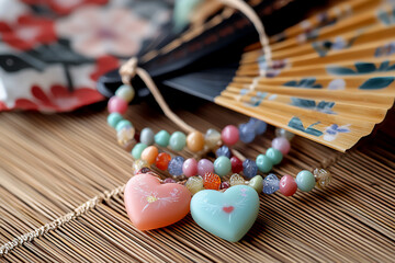 Naklejka premium hanbok fan candy necklace