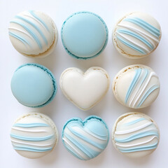 Obraz premium ブルー, ホワイトデー, マカロン, デザート, 食べ物, 甘い, ケーキ, フランス, クッキー, カラフル, スポンジケーキ, 軽食, ピンク, おいしい, 孤立した, 白, ペイストリー, チョコ, クッキー, 色, 黄色, fra, 緑, 伝統の