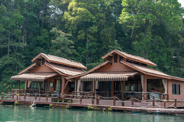 huts on the water in Khao Sok