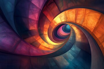 Fototapeta premium Abstract Spiral Artwork Featuring Warm And Cool Colors