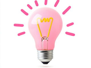 Fototapeta premium creative lightbulb illustration with pink glow, symbolizing ideas and inspiration. design features classic bulb shape with bright yellow filament