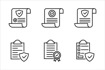 Insurance policy icon set. contract sign. Insurance policy symbol color editable. on a white background.