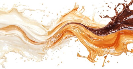 Milk and Chocolate Splash on White Background