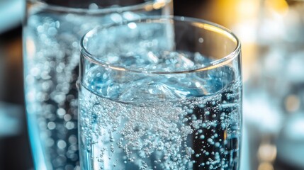 Sparkling Water Refreshment: Close-up of Icy Bubbles