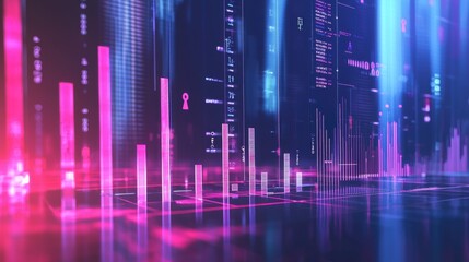 A glowing cyber breakdown of financial data, displayed on a sleek, modern business banner.