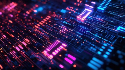 Obraz premium A glowing cyber breakdown of financial data, displayed on a sleek, modern business banner.