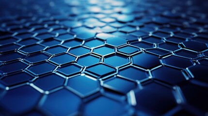 Close-up of solar cell texture with hexagonal patterns, macro photography, metallic blue surface, laboratory lighting,