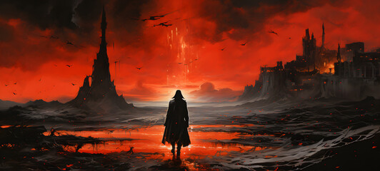 the dark tower in hell, ai generative