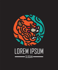 emblem tiger logo icon for halloween sign