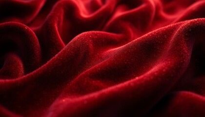 Obraz premium Soft Red Velvet Fabric Texture Background for Luxurious Design Elements