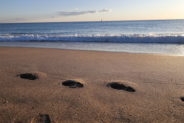Beach sand writing. High quality photo