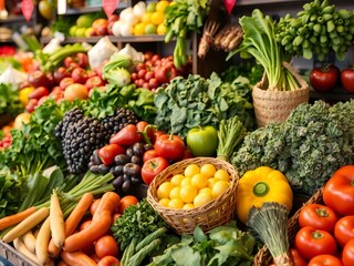 Assortment of fresh vegetables and fruits arranged in heart shape frame with white middle, fresh market, produce, delicious