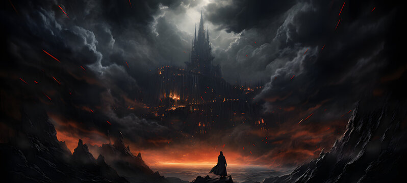 the dark tower in cave, ai generative