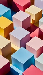Obraz premium Colorful Geometric Cubes Displayed with Light and Shadow
