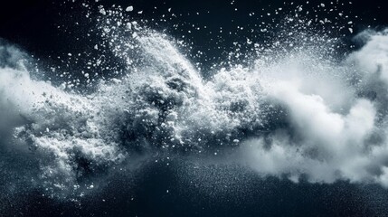 Flour explosion captured in a vibrant, artistic representation on a transparent backdrop.