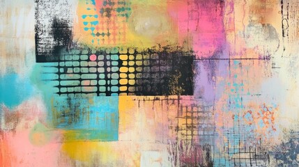 Obraz premium A vibrant and colorful vintage grunge collage background.