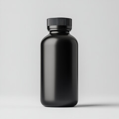 Fototapeta premium sleek black bottle with screw on cap, perfect for minimalist design. Ideal for packaging supplements or liquids, it adds modern touch to any product display