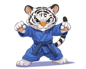 Naklejka premium Cute tiger cub karate