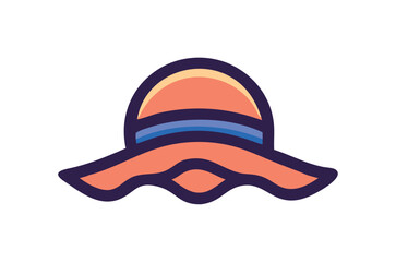Sun hat floating on ocean waves icon